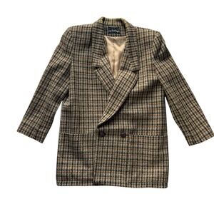 VTG Giorgio Sant Angelo 100% Wool Plaid Blazer Sz 10 Equestrian Preppy Old Money